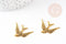 Pendentif hirondelle zamac doré 25mm, pendentif oiseau doré pour création bijoux, x2 (G0999)