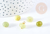 Pendentif jade olive naturel laiton doré 13-14mm,pendentif création bijoux pierre naturelle, x1 G8643