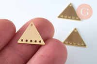 Pendentif laiton doré chandelier triangle 18K 15.5mm, un pendentif doré pour bijoux géométriques, x1 (G6260)