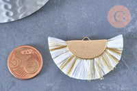 Pendentif large pompon fil blanc or 14mm, x2 (G4136)