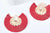 Pendentif large pompon fil rouge foncé support fer doré 85-92mm,pendentif bijoux xxL, x2 (G8375)