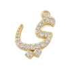 Pendentif lettre arabe cristal blanc laiton doré 18K 15-18mm, x1 (G10494)