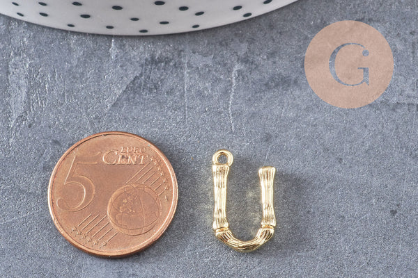 Pendentif lettre bambou zamac doré 18k 14-18mm, x1 (G4810)