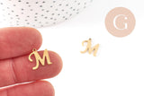 Pendentif lettre initiale M majuscule acier inoxydable 201 doré PVD 12mm, x1 (G9381)