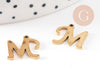 Pendentif lettre initiale M majuscule acier inoxydable 201 doré PVD 12mm, x1 (G9381)