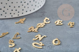 Pendentif lettre initiale acier inoxydable doré 13.5mm, x1 (G4301)