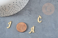 Pendentif lettre initiale acier inoxydable doré 13.5mm, x1 (G4301)