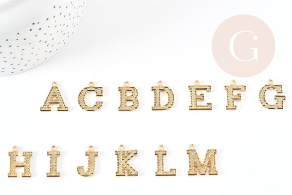 Pendentif lettre zamac doré 18k,pendentif initiale lettre mot prenom,20.5mm, x1 (G5256)