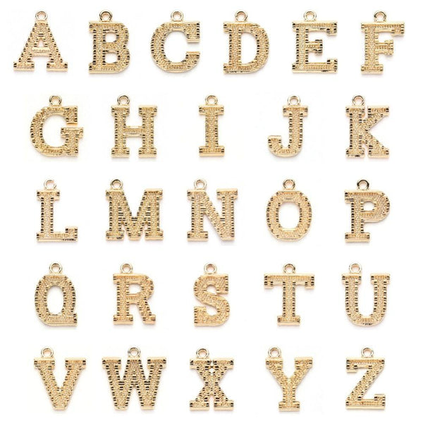 Pendentif lettre zamac doré 18k,pendentif initiale lettre mot prenom,20.5mm, x1 (G5256)