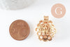 Pendentif locket cage abeille zamac doré, création sautoir, pendentif à ouvrir,26mm, x1 (G5248)