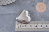 Pendentif locket coeur acier 316 inoxydable platine 29mm, x1 (G10984)
