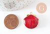Pendentif locket coquillage laiton doré 18K émaillé 23.5mm, Pendentif création bijoux x1 G9551