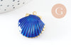 Pendentif locket coquillage laiton doré 18K émaillé 23.5mm, Pendentif création bijoux x1 G9551