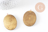 Pendentif locket medaillon laiton brut médaillon Vintage, création collier, 48mm, x1 (G1284)
