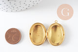 Pendentif locket oval medaillon laiton brut, médaillon Vintage, création collier, laiton brut,32mm x 23mm, x1 (G6668)
