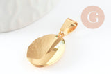 Pendentif locket ovale acier 304 inoxydable doré IP 18K 24mm, x1 (G9466)