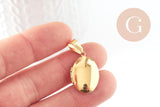 Pendentif locket ovale acier 304 inoxydable doré IP 18K 24mm, x1 (G9466)