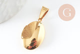 Pendentif locket ovale acier 304 inoxydable doré IP 18K 24mm, x1 (G9466)
