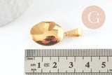 Pendentif locket ovale acier 316 inoxydable doré IP 18K 24mm, x1 (G9466)
