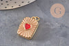 Pendentif locket rectangle cœur porte-photo laiton doré 18K émaillé 26mm, x1 (G11146)