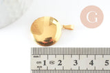 Pendentif locket rond acier 316 inoxydable doré IP 18K 23mm, x1 (G9461)