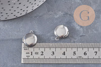 Pendentif locket rond acier 316 inoxydable platine 16mm, x1 (G10985)