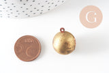 Pendentif locket rond boule laiton brut 18mm, médaillon Vintage, Pendentif laiton brut, x 2 (G2569)