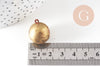 Pendentif locket rond boule laiton brut 18mm, médaillon Vintage, Pendentif laiton brut,, x 2,G2569