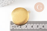Pendentif locket rond medaillon laiton brut, médaillon Vintage, création collier, 32mm, x 2 (G1910)
