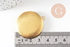 Pendentif locket rond medaillon laiton brut, médaillon Vintage, création collier, fournitures laiton brut,x 2-32mm-G1910