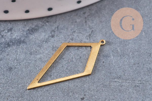 Pendentif losange laiton brut géométrique 28mm, x2 (G10932)