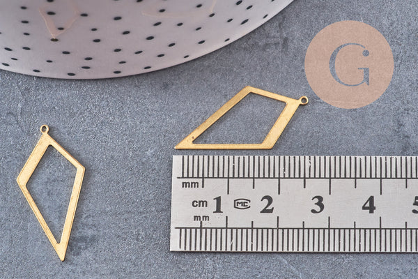 Pendentif losange laiton brut géométrique 28mm, x2 (G10932)