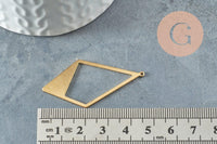 Pendentif losange laiton brut géométrique 46mm, x2 (G1233)