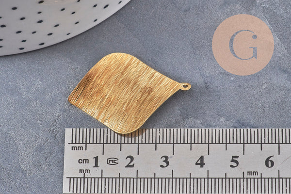 Pendentif losange plein laiton brut brossé 36mm, x2 (G10964)