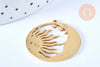 Pendentif lune et soleil acier 201 inoxydable doré 32mm, breloque acier inoxydable doré pour création bijoux, x1 G6187