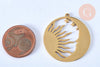 Pendentif lune et soleil acier 201 inoxydable doré 32mm, breloque acier inoxydable doré pour création bijoux, x1 G6187
