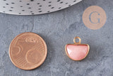 Pendentif lune jade rose corail, pendentif bijoux,demi-lune,pendentif pierre, jade naturelle, pendentif jade,13.5mm, x1, G0981