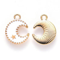 Pendentif lune zamac doré émail blanc 16mm, x5 (G6092)