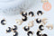 Pendentif lune zamac doré émail noir 16mm,pendentif doré pour création de bijoux, x5 (G6087)