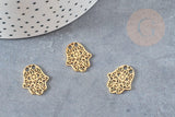 Pendentif main hamsa acier 201 inoxydable doré 18.6mm, breloque acier inoxydable doré pour création bijoux, x1 G6040