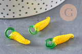 Pendentif maïs fruit verre artisanal tchèque 25mm, x5 (G4233)