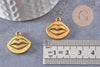 Pendentif médaille bouche ZAMAC doré,1.8cm, x 5 (G0630)