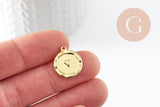 Pendentif médaille coeur acier 304 IP inoxydable doré 18K 18mm, x1 (G9579)