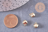 Pendentif médaille coeur acier 304 inoxydable doré 9mm, x2 (G4917)
