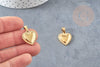 Pendentif médaille coeur acier 304 inoxydable doré à graver 19mm, x1 (G2913)
