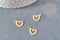 Pendentif médaille coeur acier doré, pendentif acier doré,sans nickel,acier doré, médaille acier,14mm, x5 G3632