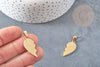Pendentif médaille coeur acier doré séparable, pendentif acier doré sans nickel pour création bijoux amour et BFF, 26.5mm, x2 G3633
