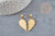 Pendentif médaille coeur acier doré séparable, pendentif acier doré sans nickel pour création bijoux amour et BFF, 26.5mm, x2 G3633