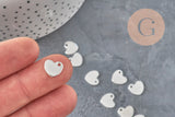 Silver-colored stainless steel heart medallion pendant 10.5mm, x10 (G11347)