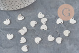 Silver-colored stainless steel heart medallion pendant 10.5mm, x10 (G11347)